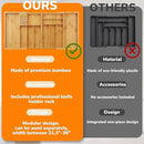 BAMEOS Expandable Silverware Drawer Organizer with Removable Knife Blocks, Bamboo Kitchen Utensil Holder from 21" to 36", Large Cutlery Tray with Divider for Forks, Spoons, Knives by CozyNest Decor