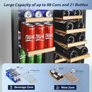 Tylza 24 Inch Wine and Beverage Refrigerator, Dual Zone Wine Beverage Cooler 24" with French Door, Under Counter Wine Beer Fridge Built-In or Freestanding, Holds 20 Bottles and 88 Cans, Black by CozyNest Decor