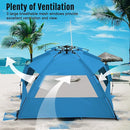 WhiteFang Deluxe Pop Up Beach Tent Sun Shade Shelter for 3-4/5-6 Person, UV Protection, Extendable Floor with 3 Ventilating Windows Plus Carrying Bag, Stakes, and Guy Lines by TinyTreasures Baby Boutique