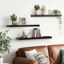 Floating Wall Shelves 3-Pack - 24-Inch Rustic Black Wooden Shelves for Storage and Décor, Easy Installation for Living Room, Bedroom, and Kitchen by CozyNest Decor