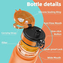 OLDLEY 32 oz Water Bottle, Motivational Water Bottle with Time Marker, Sports Water Bottle With Strap, Leakproof & BPA Free Large Water Bottles for School, Gym, Travel, Outdoor, Tritan,Orange&Green by CozyNest Decor