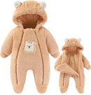 Fairy Baby Newborn Baby Winter Snowsuit Bear Thick Romper Footie Double Zip Hooded Jumpsuit Fleece Coat Infant Boy Girl 0-12M by TinyTreasures Baby Boutique