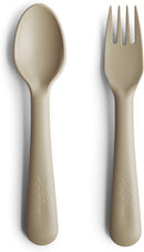 mushie Flatware Fork and Spoon Set For Kids | Made in Denmark (Vanilla) by TinyTreasures Baby Boutique