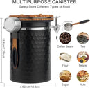 TEDSWAIT Coffee Canisters Airtight Coffee Bean Storage Container Kitchen Stainless Steel Food Storage Container with Scoop Date Tracker & CO2 Valve 61Fl Oz (Diamond Black) by CozyNest Decor
