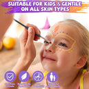 Professional Face Painting Kit for Kids – 42 Color Water Activated Facepaint Makeup Kit, Non-Toxic face Paint with Stencils, Gems, Brushes– for Halloween, Parties, Carnival, School Event & Festivals by TinyTreasures Baby Boutique