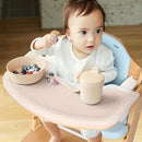 Cowiewie Natural Wooden High Chair for Babies & Toddlers 3-Tier Remove & Adjustable Tray, 8 Adjustable Highchair with Cushions, Portable (Blue) by TinyTreasures Baby Boutique