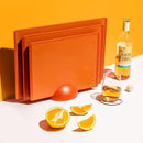 SMIRLY Plastic Cutting Board Set 3 Pieces, Non-Slip Dishwasher Safe Chopping Boards for Kitchen, Orange by CozyNest Decor