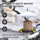 Metal Bird Feeder for Outdoors Hanging,3.0LB Seed Feeder,Easy to Fill & Clean,360° Feeding,Weatherproof Roof for Gardens and Wild Birds,Brown by CozyNest Decor