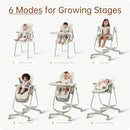 6 in 1 Convertible High Chairs for Babies and Toddlers,Portable High Chair with Dishwasher Tray and 4 Wheel,Booster Seat for Dining Table,Foldable Toddle and Baby Feeding Highchair (White) by TinyTreasures Baby Boutique
