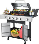 HYCHIKA 4-Burner Propane Grill with Sear & Side Burner, 46790 BTU Gas Grill with Griddle Pan & Enameled Cast Iron Grates, BBQ Grill with 439 Sq. In. Grilling Area for Outdoor, Patio, Backyard Babecue by GreenHaven Gardens