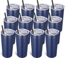VEGOND 20oz Tumbler Bulk with Lid and Straw 12 Pack, Stainless Steel Vacuum Insulated Tumbler, Double Wall Coffee Cup Travel Mug, Navy Blue by TinyTreasures Baby Boutique