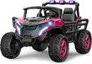 24V 2 Seater Ride on Car Truck, 4x200W, EVA Tires, 4WD/2WD, Rainbow Lights, Remote Control, Shock Absorbers, Bluetooth, Ride On UTV Toy for Kids Ages 3-8, Pink by TinyTreasures Baby Boutique