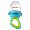 RaZbaby Baby Solids/Frozen Fruit Feeder Pacifier, Infant Teether Toy 6M+, BPA-Free Silicone Pouch & Nipple, Safely Introduce Solids, Natural Teething Relief, Dishwasher Safe, Freezable – Blue/Green by TinyTreasures Baby Boutique