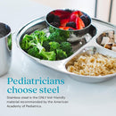 Ahimsa Stainless Steel Plates for Kids - Divided Plates for Toddlers, Pediatrician Designed, Non Toxic Toddler Plate, Camping Plate, BPA Free & Dishwasher Safe (Set of 4) by TinyTreasures Baby Boutique
