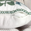 Alysheer Summer Floral Embroidered Decorative Throw Pillow Covers 18"x 18" Set of 2, Farmhouse Navy Blue Flowers Green Leaves Tufted Patterned Cotton Cushion Cases for Couch Bed Living Room Decor by CozyNest Decor