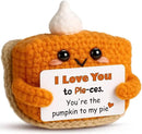 I Love You Handmade Crochet Pumpkin Pie Present, Gifts for Him Her Boyfriend Girlfriend, Anniversary Wedding Valentine’s Day Romantic Fall Decor Birthday Gifts for Women Men, Couple Wife Husband by CozyNest Decor