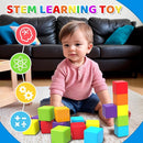 Magnetic Building Blocks Large, 1.65 inch Magnetic Stacking Cubes for Toddlers, Sensory & Montessori Toys for Boys & Girls 1 2 3 Years Old (12 PCS) by TinyTreasures Baby Boutique