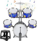 M SANMERSEN Upgraded Kids Jazz Drum Set Toddler Toy Drum Set with Stool, Plastic Rock Jazz Drum Kit Musical Toys Gift for Boys Girls 1-3 3-5 by TinyTreasures Baby Boutique