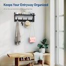 Tatub 20" Rustic Coat Rack Wall Mount with Shelf, Wall Hooks with Shelf, Heavy Duty Entryway Organizer Hangers for Hanging, Hat, Bag, Jacket for Bathroom, Living Room, Bedroom, Black by CozyNest Decor