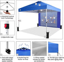 CROWN SHADES 10x10 Pop Up Canopy Tent with Game Netting - Beach Tent with One Push Setup - Outdoor Sun Shade for Events, Parties, Camping with STO-N-Go Cover Bag, Silver Coated Top, Blue by GreenHaven Gardens
