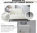 Sofa,Bed Bench,Small Spaces Furniture,Polyurethane Leather,Wood Frame,High Density Sponge Infillings,360-Degree Swivel Tray,Black Metal Leg (Beige) by CozyNest Decor