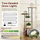 Plant Stand Indoor with Grow Light, 5-Tiered Tall Plant Stand Indoor, Metal Plant Shelf with Hanging Basket Hook and Adjustable Light, Ideal for Living Room, Garden, Patio (Black Brown) by GreenHaven Gardens