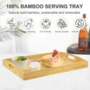Bamboo Serving Tray Set of 2 Elegant for Coffee, Eating or Decor - Large and Small Rectangle Serving Trays with Handles - Wood Serving Tray Suitable for Home, Kitchen and Outdoor by CozyNest Decor