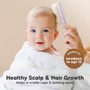 Baby Hair Brush and Comb Set for Newborn - Wooden Baby Hair Brush Set with Soft Goat Bristle, Baby Brush Set for Newborns, Baby Brush and Comb Set Girl, Boy, Toddler Cradle Cap Brush (Oval, Thistle) by TinyTreasures Baby Boutique