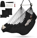 Outerman Hammock Chair, Hanging Chair with 3 Cushions and Foot Rest Support, Sturdy Metal Spreader Bar Max 500Lbs, Swing Chair for Bedroom, Indoor & Outdoor, Patio, Porch or Tree（Black）… by GreenHaven Gardens