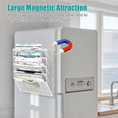 5-Tier Magnetic File Organizer, No Drilling Installation, White Magnetic Paper Holder, Magazine Rack for Refrigerator and File Cabinets by CozyNest Decor