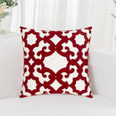 HWY 50 Red Decorative Throw Pillow Covers 18x18 Inch (1 Piece), Embroidered Cotton Farmhouse Cushion Cover Pillow Case for Sofa Couch Living Room Bed, Geometric