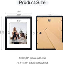 11x14 Picture Frame Set of 4, 11 x 14 Wood Photo Frames with Mat for 8x10, Wooden Frame with Real Glass Cover for Wall and Tabletop Display,Black by CozyNest Decor