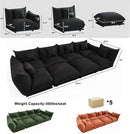 Modern Minimalist Chenille Modular Sectional Sofa, Oversized 8-Seater Sleeper Sofa with Movable Ottoman, Thick Cushions, Upholstered Couch for Living Room, Bedroom, Office, Apartment(Black,8-Seater) by CozyNest Decor