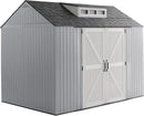 Rubbermaid Extra Large Resin Outdoor Storage Shed With Floor (7 x 10 Ft.), Weather Resistant, Brown, Organization for Home/Lawn Mower/Backyard Equipment/Bike Storage/Pool Supplies by GreenHaven Gardens