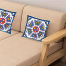 Embroidered Decorative Throw Pillow Cover, 18"x18" Set of 2, Farmhouse Pillowcase Purple Butterfly Knit Pattern Cotton Canvas Cushion Case Square Floral Pillow Case for Sofa Couch Bed Living Room by CozyNest Decor