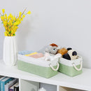 DULLEMELO Toilet Paper Storage Basket, Toilet Paper Basket for Back of Toilet, Bathroom Storage Basket for Cosmetics Towels Toilet Paper, Toilet Tank Basket with Rope Handles for Toilet(White&Green) by TinyTreasures Baby Boutique