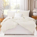 Litanika Ivory Comforter Set Full Size, 3 Pieces Lightweight Solid Bedding Comforter Set, All Season Fluffy Bed Set (79x90In Comforter & 2 Pillowcases) by CozyNest Decor