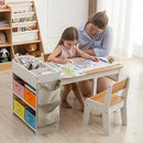 Kids Art Table and Chair - Toddler Craft Table and Chairs Set with 2 Chair & Bins, Large Storage Kids Activity Desk with Paper Roll for Playrooms & Classroom, 40" L x 20" W, Natural by CozyNest Decor