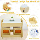 Kids Table and Chair Set, 3 in 1 Wooden Activity Table with Detachable Tabletop, Toddler Table and Chair Set with Storage Drawer, Kids Play Table for Children Art, Craft, Eating, Learning