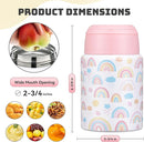 Soup Thermo for Hot Food Kids 16oz Insulated Food Jar Leakproof Thermo Lunch Container for Kids Wide-Mouth Stainless Steel Lunch Box for School with Handle Folding Spoon(3+) by TinyTreasures Baby Boutique