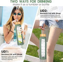 32 oz Glass Water Bottle with Straw - Motivational Time Marker & Silicone Sleeve - Reusable Tumbler Includes 2 Bamboo Lids & Fruit Infuser - 1 Pack by CozyNest Decor