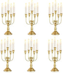 Sziqiqi Candelabra Candle Holder Gold Set of 6-5-arm Metal Candlestick Holders for Taper Candles for Centerpieces Table Wedding Christmas Fireplace Decor Birthday by CozyNest Decor