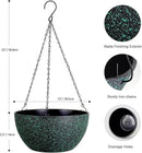 12 inch Large Hanging Planters for Indoor Outdoor Plants, 2 Pack Hanging Flower Pots with Drainage Holes and Chain, Plastic Hanging Baskets for House Plants, Black with Green Speckles by GreenHaven Gardens