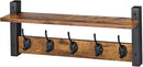 Sorbus Coat Hooks Wall Mount with Shelf – 24 Inch Coat Rack Wall Mount with 5 Heavy Duty Hooks – Floating Wall Shelf with Hooks for Entryway, Bathroom, Bedroom, Kitchen, or Mudroom (Rustic Brown) by CozyNest Decor