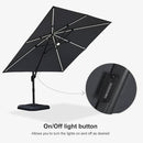 PURPLE LEAF 10 Feet Patio Umbrella with Base Outdoor Cantilever Solar Powered LED Square Umbrella Aluminum Offset Umbrella with 360-degree Rotation for Garden Deck Pool Patio Light Grey by GreenHaven Gardens