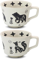 Ceramic Coffee Mug, 12 oz Novelty Unique Teacup with Large Handle, Stoneware Cup for Tea Mocha Latte Cappuccino Espresso (Set of 2, Fox and Bear) by CozyNest Decor