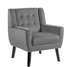 UIXE Accent Chair, Velvet Upholstered Armchair for Living Room, Modern Club Arm Chairs Comfy Single Sofa Button Tufted Bedroom Reading Seat - Gray, Set of 1 by CozyNest Decor