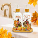 Hexagram Thanksgiving Decorations Indoor, Thanksgiving Kitchen Soap Dispenser Set of 2, Turkey Glass Soap Dispenser for Home Decor, Turkey Refillable Lotion Essential Oil Dispensers with Pump by CozyNest Decor