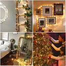 2 Pack 33ft 100 LED Solar Fairy String Lights(Warm White+Cool White+Multicolor) by GreenHaven Gardens