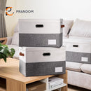 PRANDOM Foldable Storage Bins with Lids [3-Pack] Fabric Collapsible Storage Boxes Baskets Cubes Containers with Handles for Closet Living Room Bedroom (Grey & White 17.7x11.8x11.8'') by TinyTreasures Baby Boutique